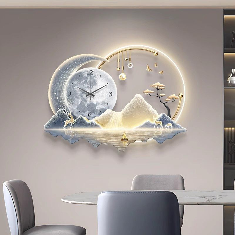 Kunstmuurschildering Led-klok  - Luxury Lifestyle Aesthetic recensie en prijs
